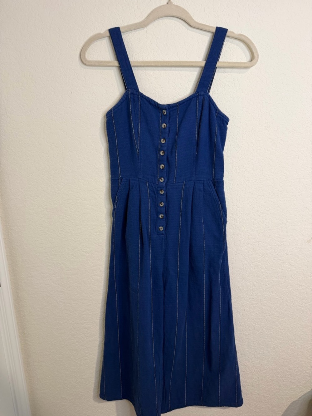 Billabong Blue Button-Front Midi Sundress